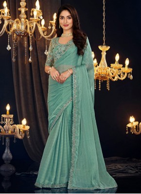 Blue Shimmer Georgette Classic Saree