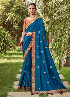 Blue Silk Ceremonial Classic Saree