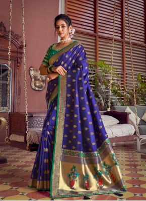 Blue Weaving Designer Traditional Saree