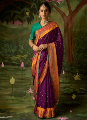 Brasso Weaving Designer Saree in Purple