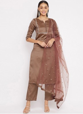 Brown Silk Readymade Salwar Kameez