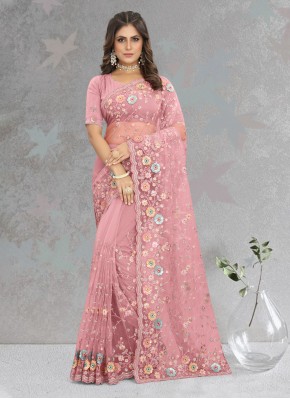 Butta Net Classic Saree in Pink