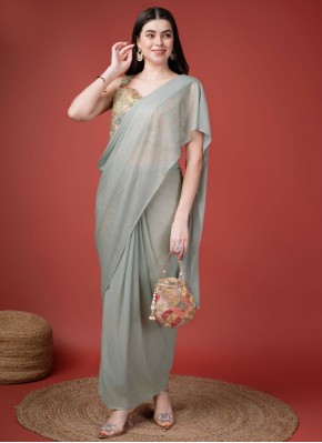 Captivating Embroidered Imported Grey Trendy Saree