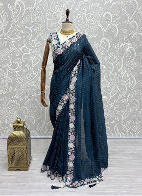 Catchy Blue Party Classic Saree