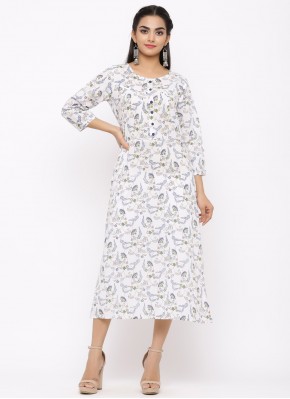 Catchy White Party Casual Kurti