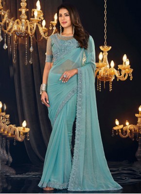 Celestial Embroidered Shimmer Georgette Saree