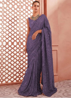 Celestial Sequins Purple Trendy Saree