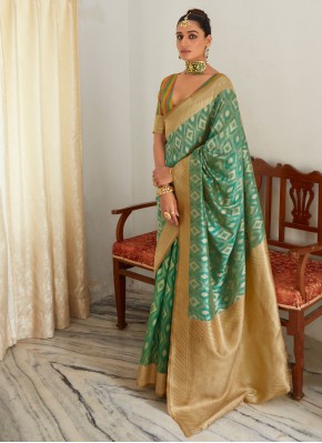 Celestial Woven Silk Sea Green Classic Saree