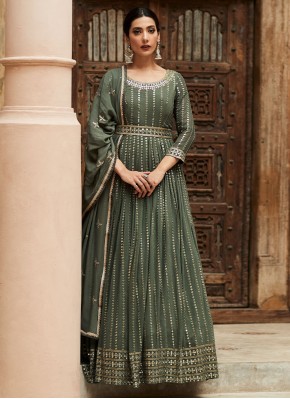 Charismatic Georgette Green Embroidered Salwar Suit