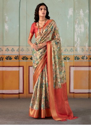 Charming Handloom silk Floral Print Classic Saree