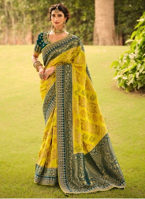 Charming Resham Yellow Silk Designer Traditional Saree