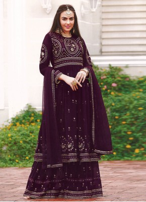 Cherubic Embroidered Purple Designer Pakistani Salwar Suit