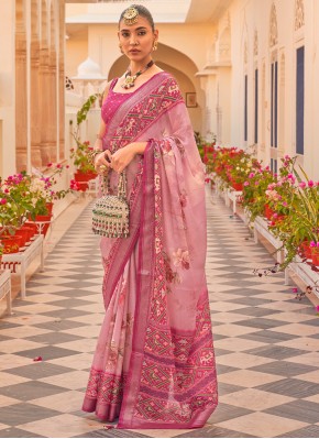 Chiffon Contemporary Saree in Pink