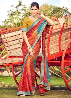 Chiffon Embroidered Trendy Saree in Multi Colour