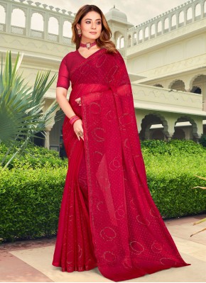 Chiffon Rani Classic Designer Saree