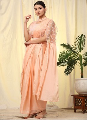 Chinon Classic Saree in Peach