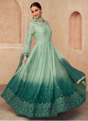 Chinon Green Embroidered Gown