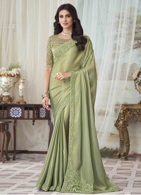 Classic Saree Embroidered Silk in Sea Green