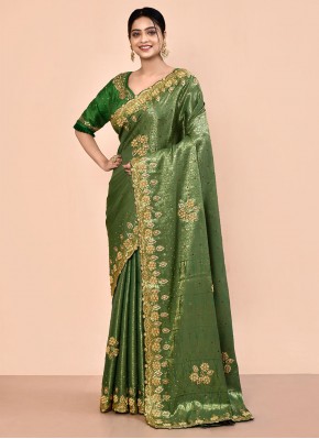 Classic Saree Handwork Kanjivaram Silk in Green
