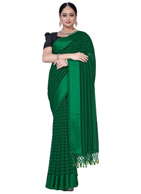Classic Saree Weaving Georgette Satin in Green