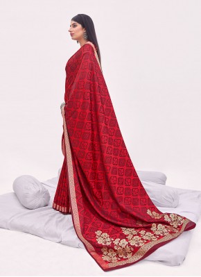 Classic Saree Weaving Satin in Red