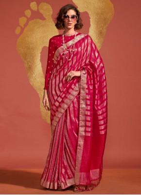 Classic Saree Weaving Viscose in Pink