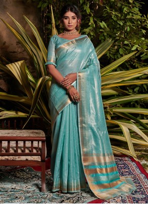 Classical Blue Weaving Traditional Saree