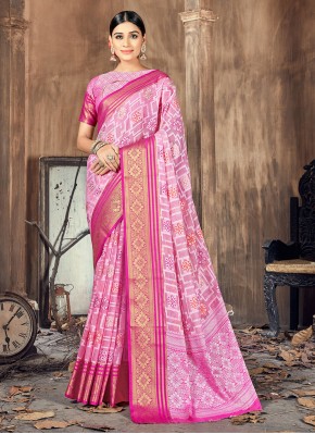Classical Cotton Silk Pink Woven Traditional Saree