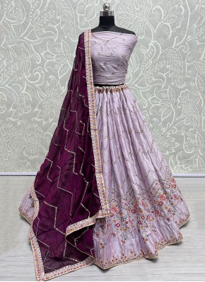 Classical Silk Sequins Purple Trendy Lehenga Choli