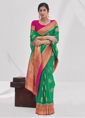 Classy Turquoise Weaving Traditional Saree