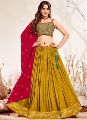 Compelling Georgette Hand Embroidery Work in Designer Readymade Lehngha Choli