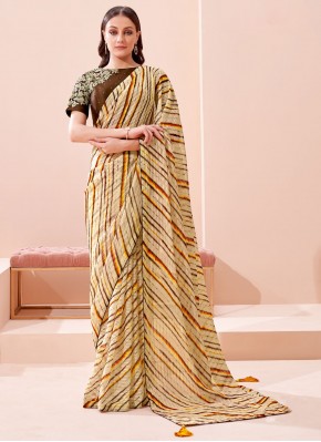 Congenial Embroidered Faux Georgette Multi Colour Printed Saree