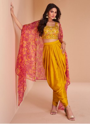 Congenial Yellow Embroidered Readymade Salwar Suit