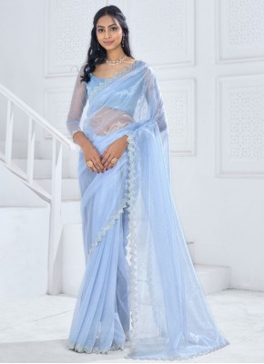 Conspicuous Blue Ceremonial Trendy Saree
