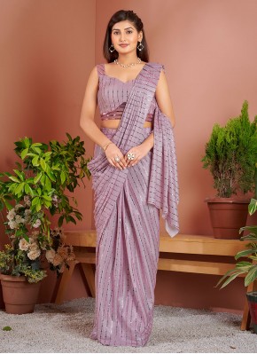 Conspicuous Sequins Imported Purple Contemporary Saree