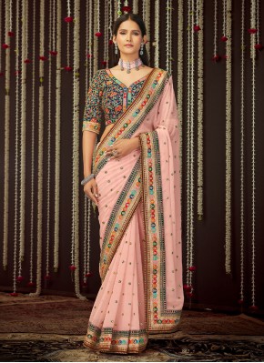 Contemporary Saree Sequins Georgette in Pink