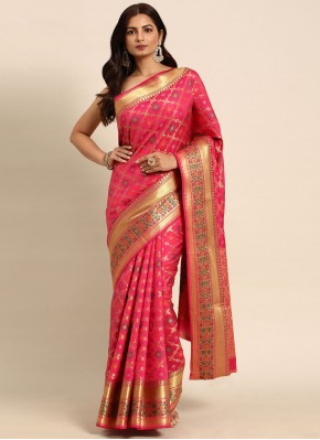 Contemporary Saree Woven Silk in Pink
