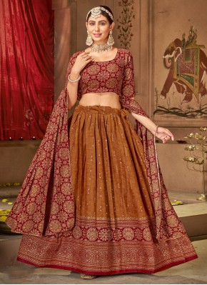 Cotton Designer Lehenga Choli in Brown