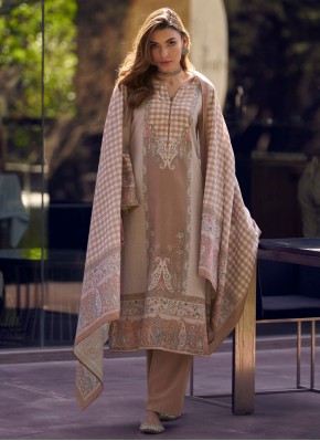 Cotton Lawn Digital Print Beige Trendy Salwar Suit