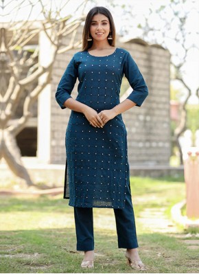 Cotton Morpeach  Embroidered Party Wear Kurti