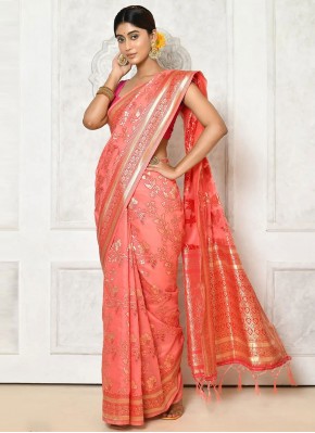 Cotton Pink Weaving Designer Saree