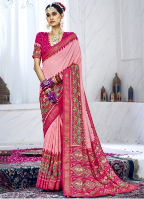 Cotton Silk Contemporary Saree in Pink
