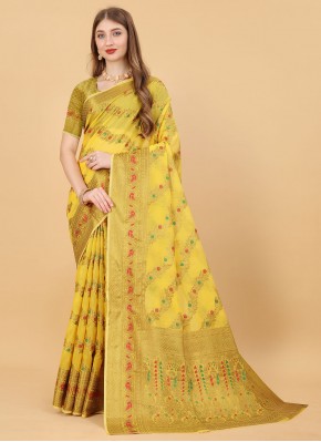Cotton Silk Yellow Traditional Saree