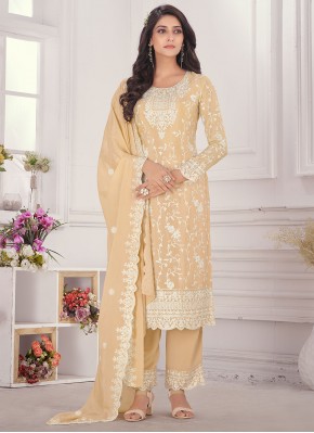 Cream Color Long Length Salwar Suit