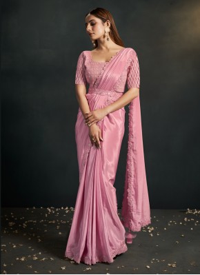 Crepe Silk Trendy Saree in Pink