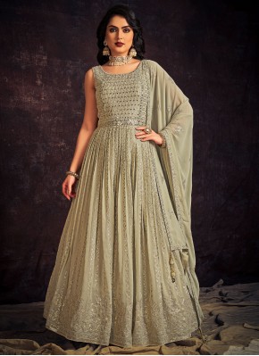 Customary Georgette Engagement Floor Length Gown