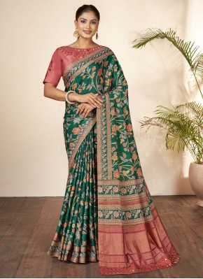 Customary Silk Floral Print Classic Saree