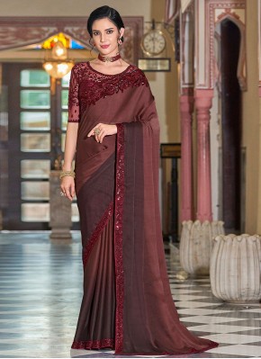 Customary Silk Maroon Resham Contemporary Saree