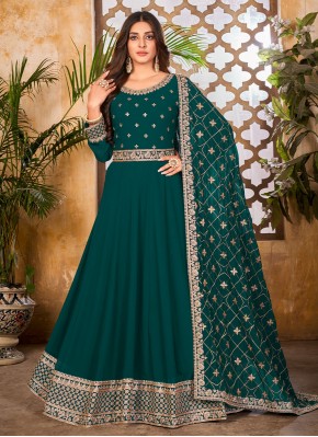 Dainty Green Embroidered Floor Length Anarkali Salwar Suit