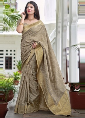 Dazzling Grey Woven Traditional Saree